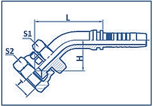 Hose-Fitting-JIS-Gas-Female-60°-Seat-JIS-B8363-45°ELBOW-JIS-GAS-FEMALE-60°CONE