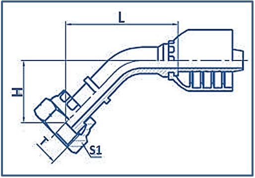 One piece Hose Fitting ORFS Tube Fitting 45°ELBOW ORFS FEMALE FLAT SEAT