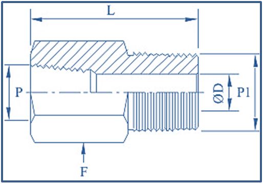 Adapter NPTM x NPTF, 15000 psi.