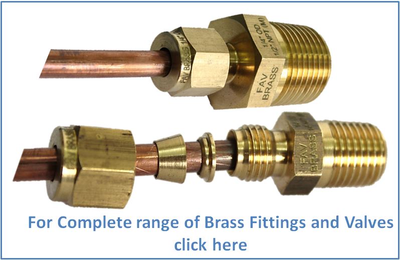 Brass Male Connector- Double Ferrule Compression Tube Fittings