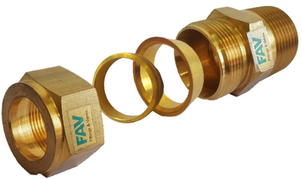 Brass Male connector. FAV Fittings and Valves