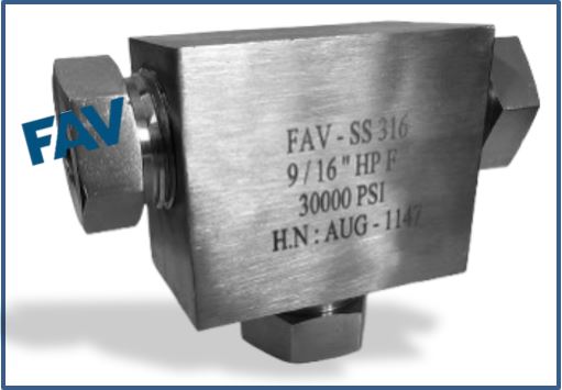 High Pressure Tee, HP/MP Female with Gland and clone, 30000 Psi HP / MP Tee