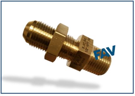 Brass Male Bulkhead Connector NPT x JIC Brass Male Bulkhead Connector NPT x JIC