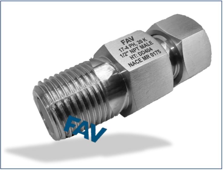Double Check Giant Button Head Fitting 1/2" NPT Free Flow, 10000psi Double Check Giant Button Head Fitting 1/2" NPT Free Flow, 10000psi